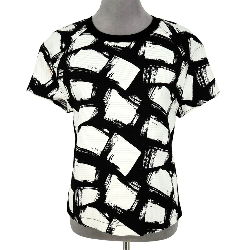 Banana Republic Top Womens XS White Black Print Light Sweatshirt Pullover Gym